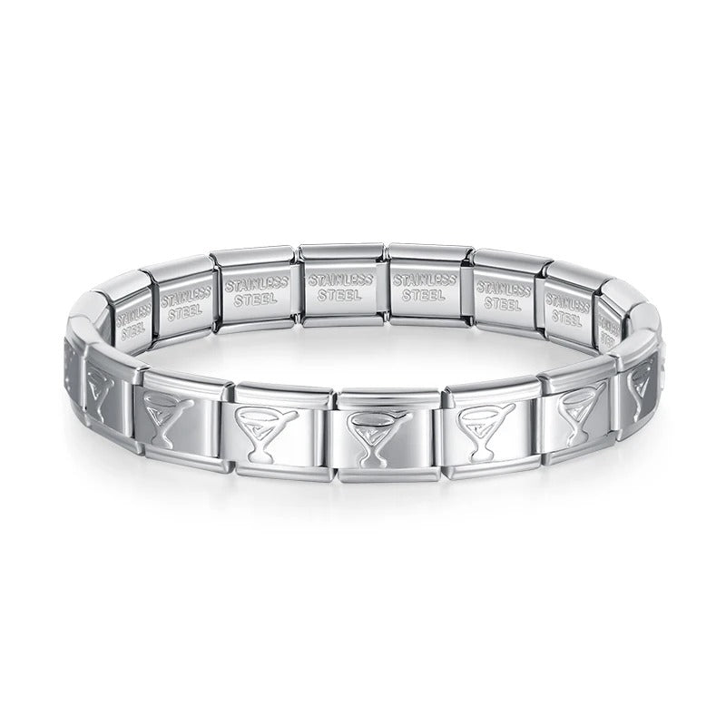 Hapiship 2024 Italian Style Elastic Charm Bracelet – Women’s 9mm Stainless Steel DIY Fashion Bangle