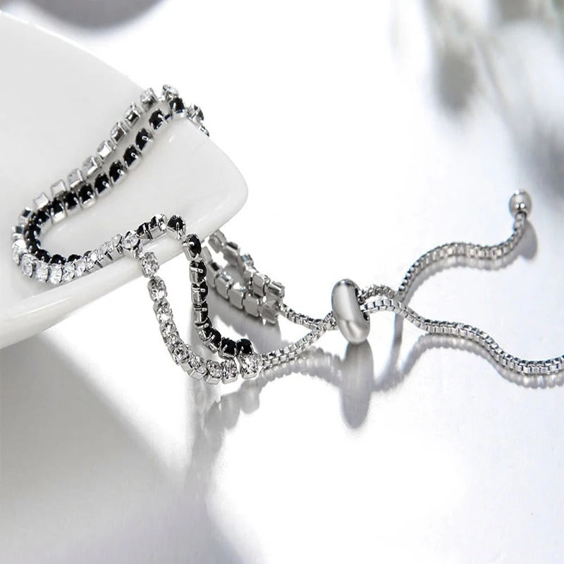 HuiSept 925 Sterling Silver Adjustable Bracelet – Women’s Wedding Jewelry with Cubic Zircon Gemstone