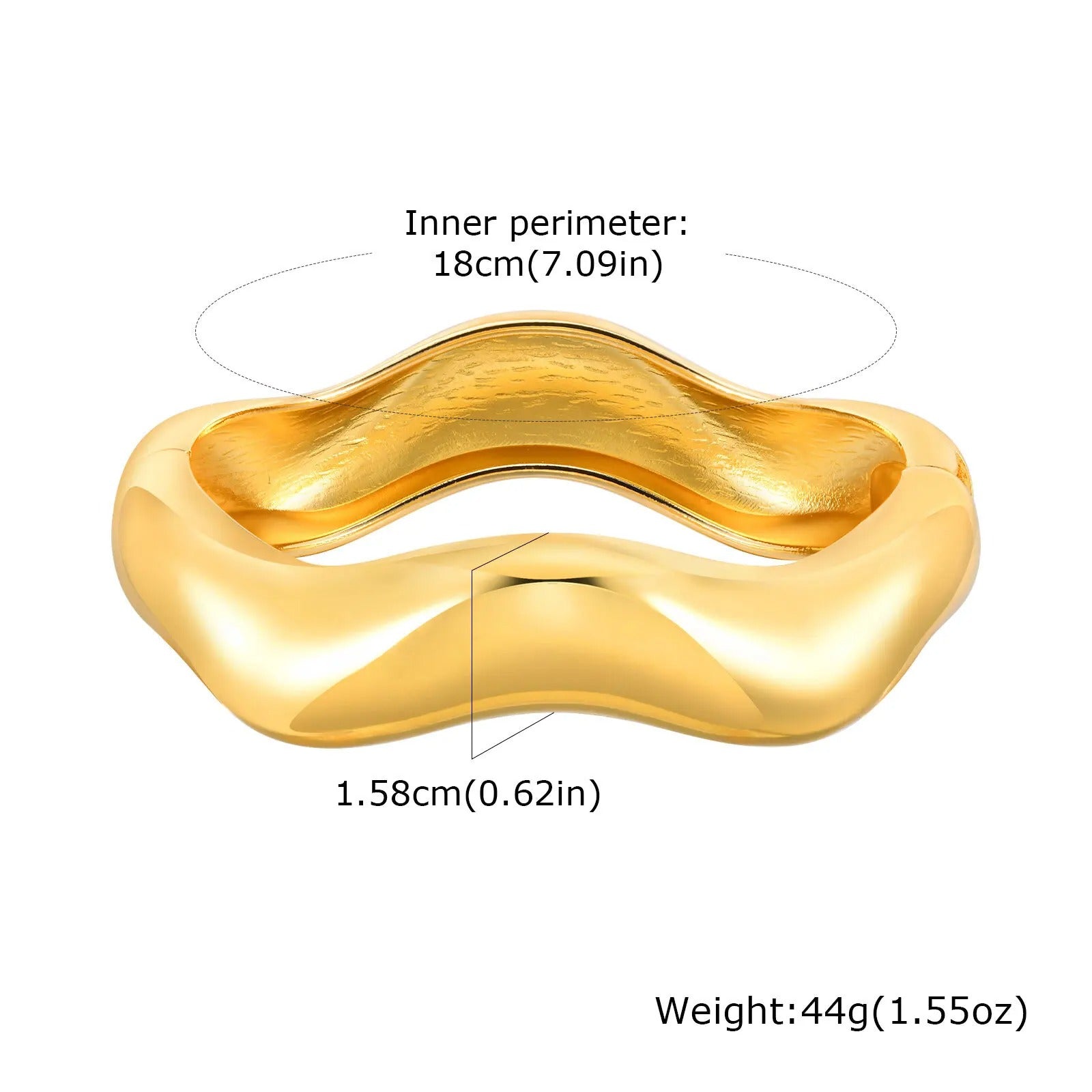 Simple Geometric Openable Chunky Bangle – Gold Plated Statement Bracelet for Women Party & Stackable Jewelry