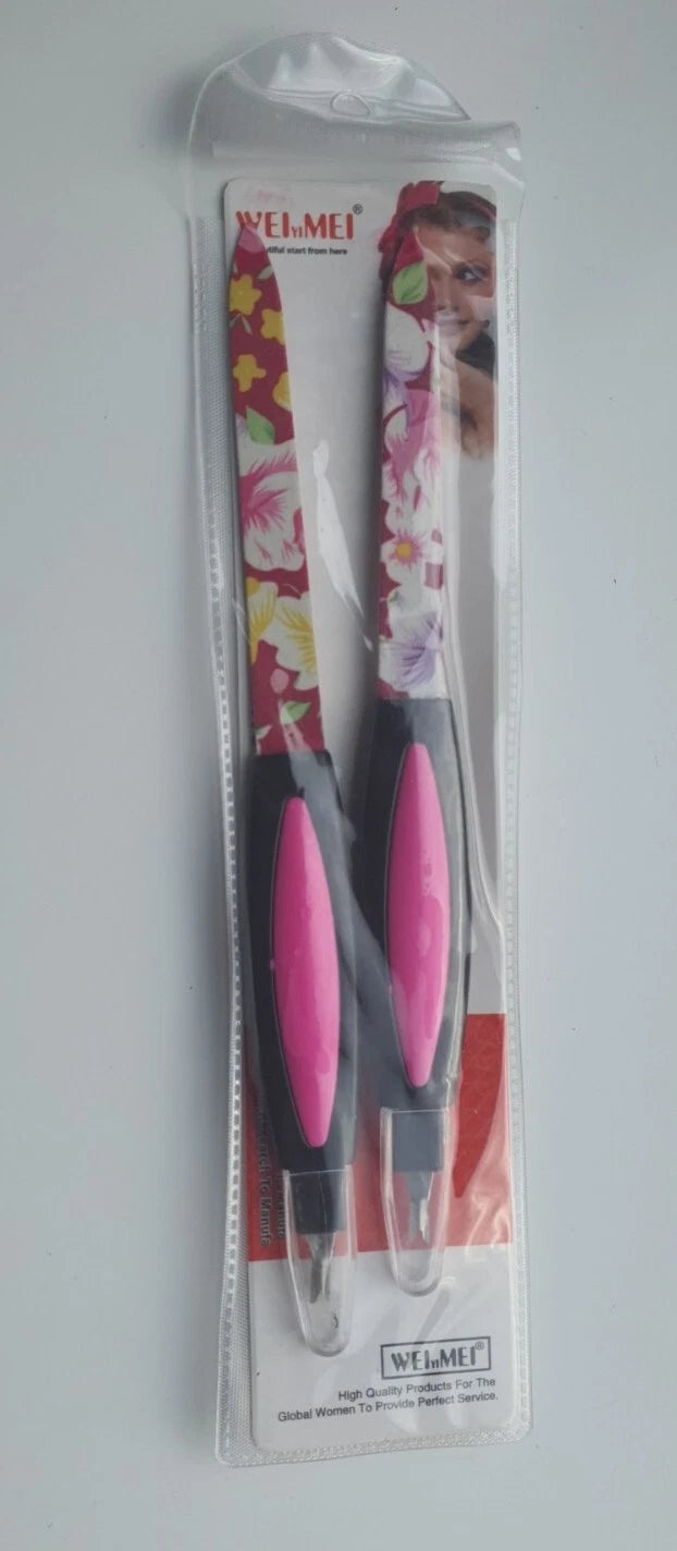 2 CUTICLE PUSHER TRIMMER REMOVER Nail Pedicure Manicure Nail Black Pink