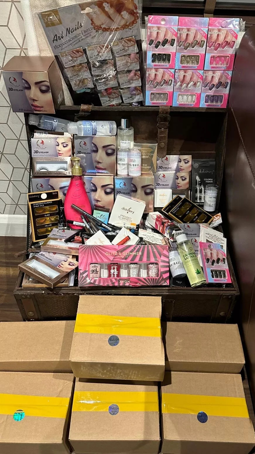 Boxed Gift Set random 12 items in box mixed lot nails body cream eyes