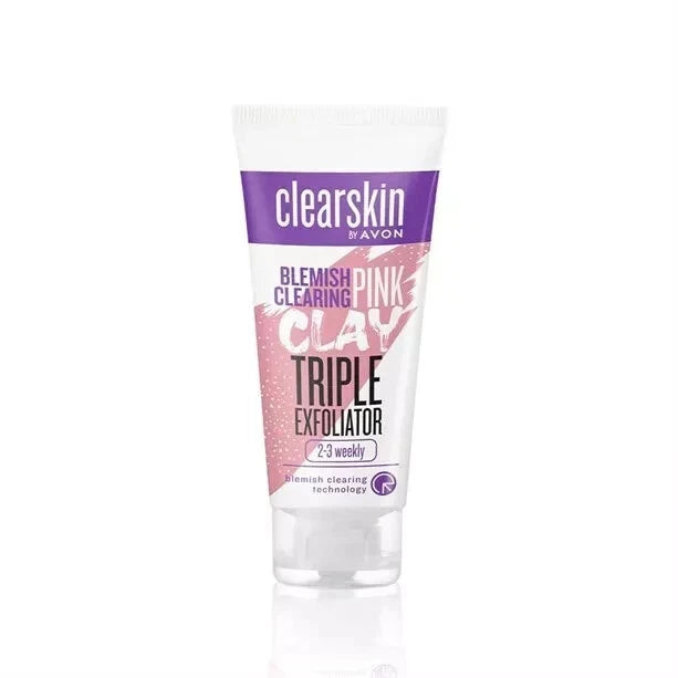 X2 Avon Clearskin Blemish Clearing Pink Clay Triple Exfoliator 75ml Sale Price