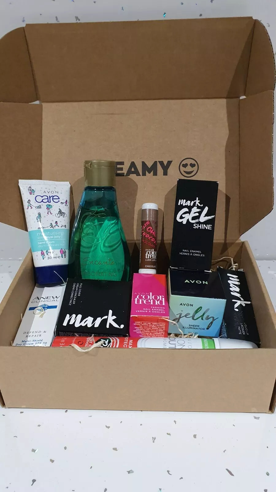 Avon 10 Items Gift Set random 10 items in box mixed lot nails body cream eyes