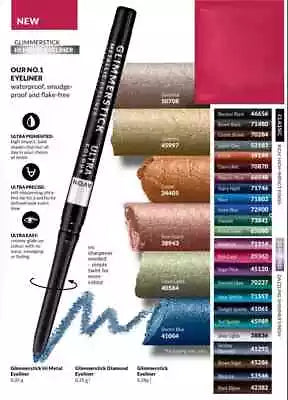 Avon Ultra Colour Glimmerstick Metallic Retractable Eyeliner *Gunmetal* No Box