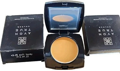 2 Tubs Avon True Colour Flawless Cream-to-Powder Foundation 9g Shade Soft Honey