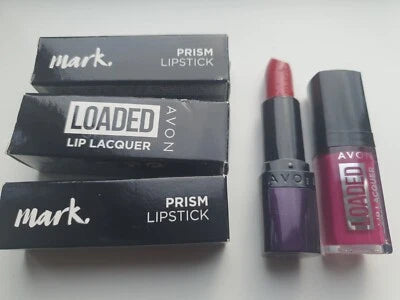 3pc Set Avon Mark. Prism Lipstick - Blast Off & Sprinkle On Plum Set Only £7.95