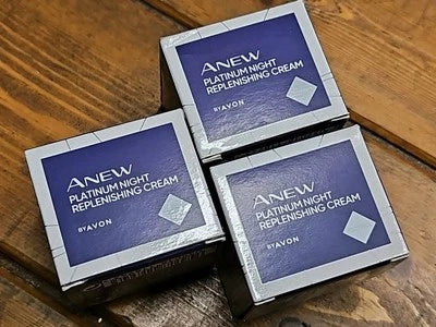X3 Tubs Avon anew platinum night replenishing cream 15ml X3 (boxed and unopened)