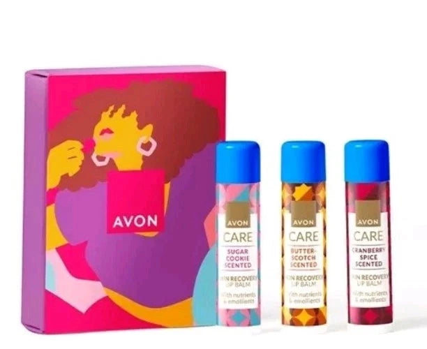 Avon Care Festive Kisses Gift Set|Pack of 3 Skin Recovery Lip Balm New Year Gift