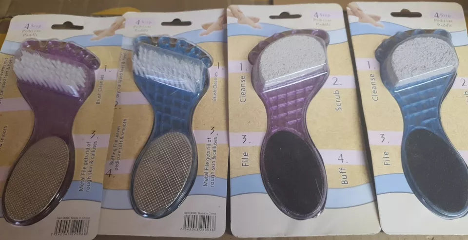 4 Items Pedicure Paddle Foot File Rasp Brush Pumice Stone Scrub Remover 1 X 4in1