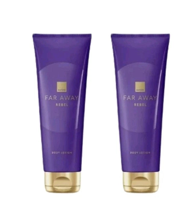 AVON FAR AWAY REBEL BODY LOTION PACK OF 2 X 125 ML MOISTURISER - NEW PACKAGING