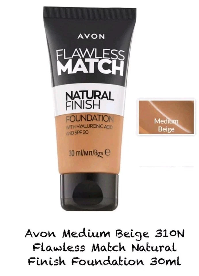 3 Tubs Avon Medium Beige 310N Flawless Match Natural Finish Foundation X3 30ml
